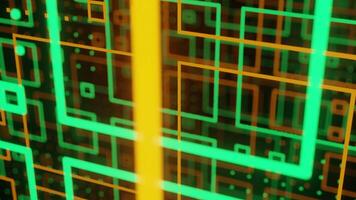 Abstract loop digital data Technology neon yellow green background. video