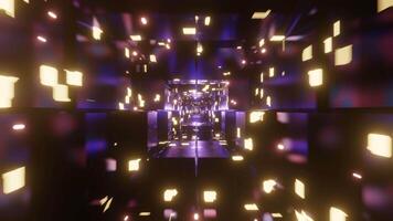 Square shaped Neon tunnel. Futuristic glow sci-fi VJ Loop. Abstract background, 3d render. video