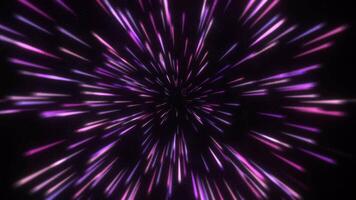 resumen creativo cósmico antecedentes. espacio viaje mediante estrellas caminos rosado azul color. velocidad de luz, neón brillante rayos y estrellas en movimiento. video