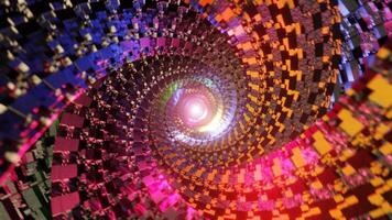 Endless futuristic space tunnel with neon lights. Futuristic VJ seamless loop motion graphics for music , EDM club concert, high tech background. video