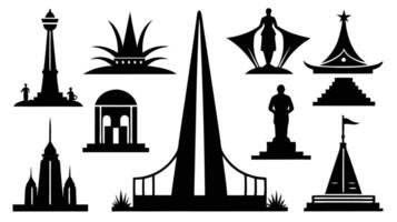 Various silhouettes of buildings and monuments vector