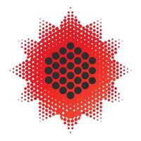 A red halftone dot pattern with black dots vector