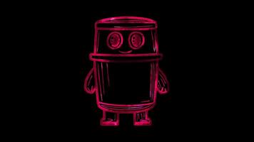 Neon frame effect, Trash Can Symbol for waste disposal on black background video
