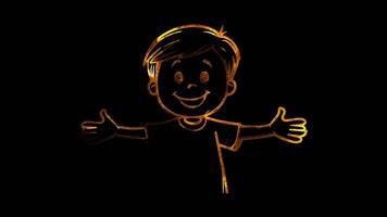Neon frame effect, Child Handprint Symbolizing children involvement on black background video