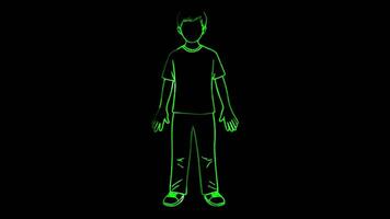 Neon frame effect, Child Handprint Symbolizing children involvement on black background video