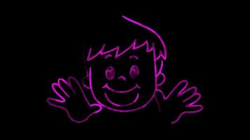 Neon frame effect, Child Handprint Symbolizing children involvement on black background video