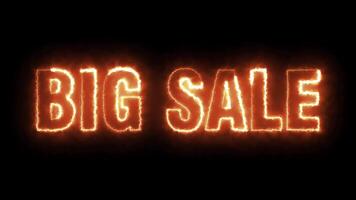 BIG SALE - Seamless looping text animation with fiery text and black background. video