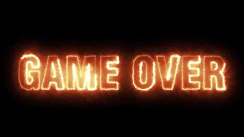 GAME OVER - Seamless looping text animation with fiery text and black background. video