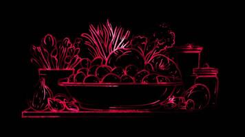 Neon frame effect, Recipe Book Symbol for meal planning on black background video