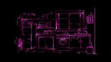 Neon frame effect, Chores List For tracking household tasks on black background video