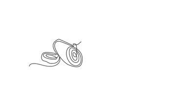 Self drawing animation of single line draw whole and sliced healthy organic lemongrass for farm logo identity. Fresh cymbopogon concept for grass vegetable icon. Continuous line. Full length animated video