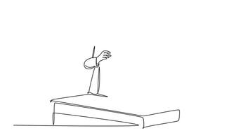 Animated self drawing of continuous line draw of two young doctor discuss and diagnosing patient illness from their x-ray photo result. Hospital health care service. Full length single line animation video
