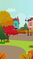 An illustration of a park with trees and houses video