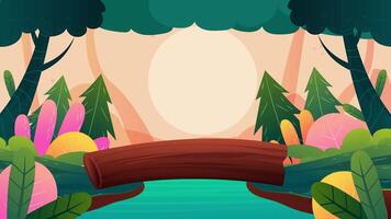 Cartoon forest background with a river and trees video