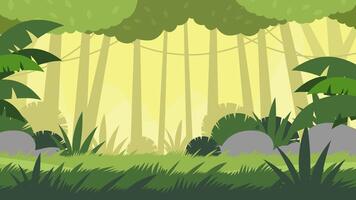 illustration of jungle background with rocks and trees video