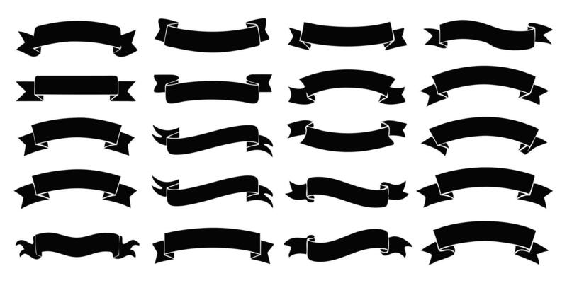 A set of black ribbons and banners