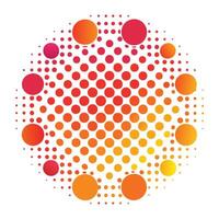 A circle with dots on it, with orange and yellow colors vector