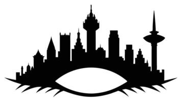 A city with an eye and a skyscraper in the background vector