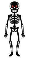 A cartoon skeleton with red eyes standing on a white background vector