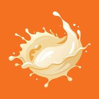 A splash of milk on an orange background vector