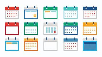 A set of colorful calendar icons on a white background vector