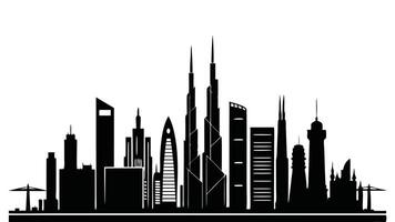 Dubai skyline silhouette vector