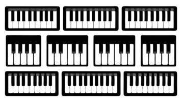 Piano keyboard icons set isolated on white background vector