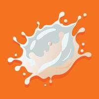 A splash of milk on an orange background vector