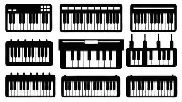 Piano keyboard icons set on white background vector