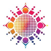 Colorful people in a circle with a sun in the center vector