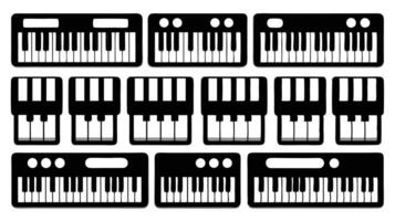 Piano keyboard icon set vector