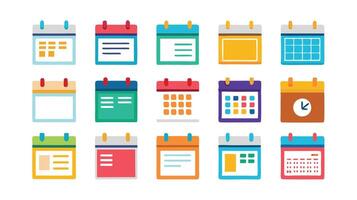 A set of colorful calendar icons on a white background vector