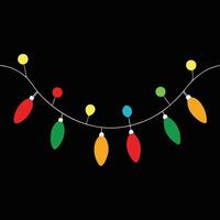 Set of Christmas light strings on black background vector