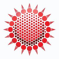 A red sun with dots on it vector