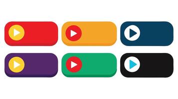 A set of colorful buttons with a play button vector