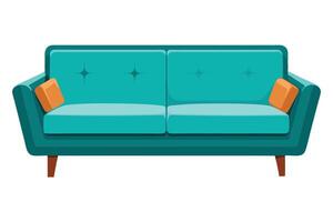 Retro sofa with orange cushions illustration vector
