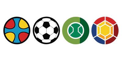Four different soccer balls are shown in different colors vector
