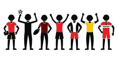 A group of people in different colors holding up their hands vector