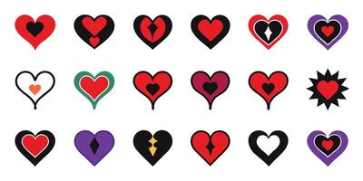 A set of heart shapes with different colors vector