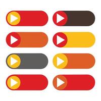 Play button flat icon set illustration vector