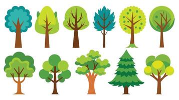 illustration of trees in different shapes and sizes vector