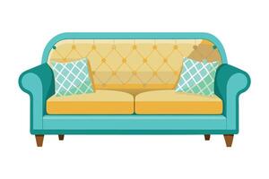 Sofa with pillows and cushions illustration vector