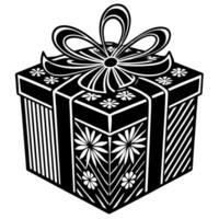 Black and white gift box with bow vector