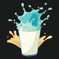 A glass of milk with splash and splash vector