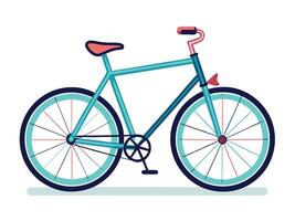A bicycle is shown in a flat style vector