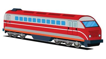 A red and gray train on a white background vector