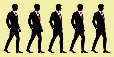 A group of men in suits walking in a line vector