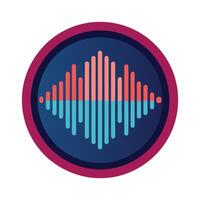 A sound wave icon with a circle around it vector