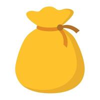 A yellow bag with a brown ribbon on it vector