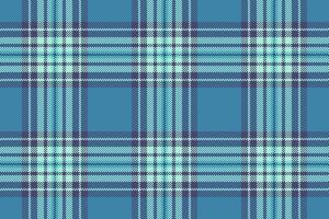 Harvest seamless check tartan, curve pattern texture. Retro background plaid fabric textile in cyan and indigo colors. vector